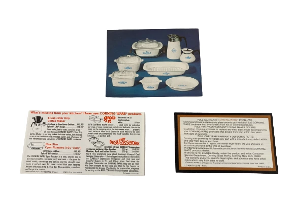 Lot of Vintage Corning Ware Cookware Use & Care Paper Collectibles