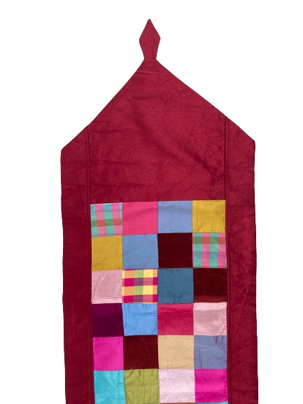 Multicolored Checked Table Runner Sateen Crinkle Texture 40" Long