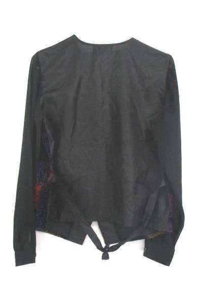 BFA Classics Patchwork Blouse Top Sheer Sleeves Button Up Women's Size 12