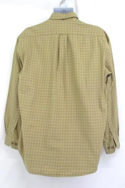 Faconnable Men's Button Up Shirt Dressy Beige Ivory Plaid Long Sleeve Medium