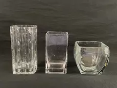 Lot of 3 Square Heavy Glass Flower Vases Luar Unbranded 6 Inch 5 Inch 4 Inch
