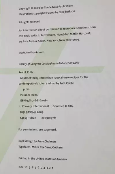 Gourmet Today More Than 1000 Recipes Ruth Reichl 2009 Conde Nast Hardcover Book