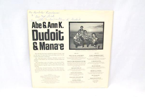Abe & Ann k. Dudoit & Mana'e Fun Records 33 1/3 RPM 12" Vinyl Record