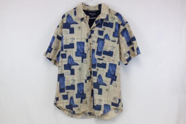 Men's Regatta Yacht Boat Short Button Cotton Casual Shirt Size M