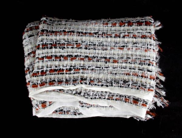 ANN TAYLOR LOFT Large Woven Scarf Basketweave Oyster Clay Red Black Metallic NWT
