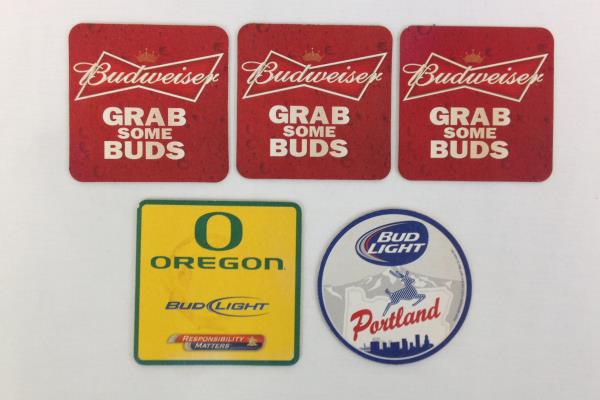 Lot of Budweiser Cardboard Paper Coasters - Oregon University Ducks & Portland