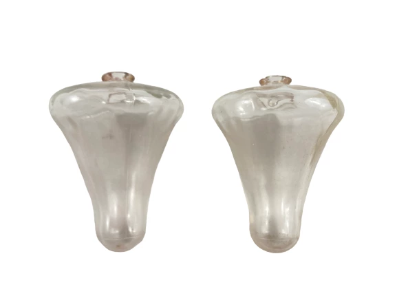  2 Clear Bell Shaped Glass Oil Lamps For Light Fixture