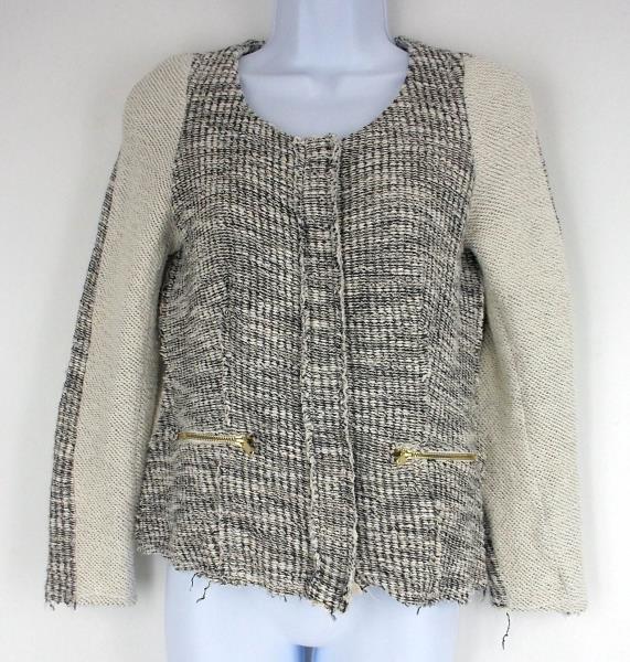 Anthropologie CARTONNIER Glimmer Tweed Snap Cardigan Jacket Sweater Women's S