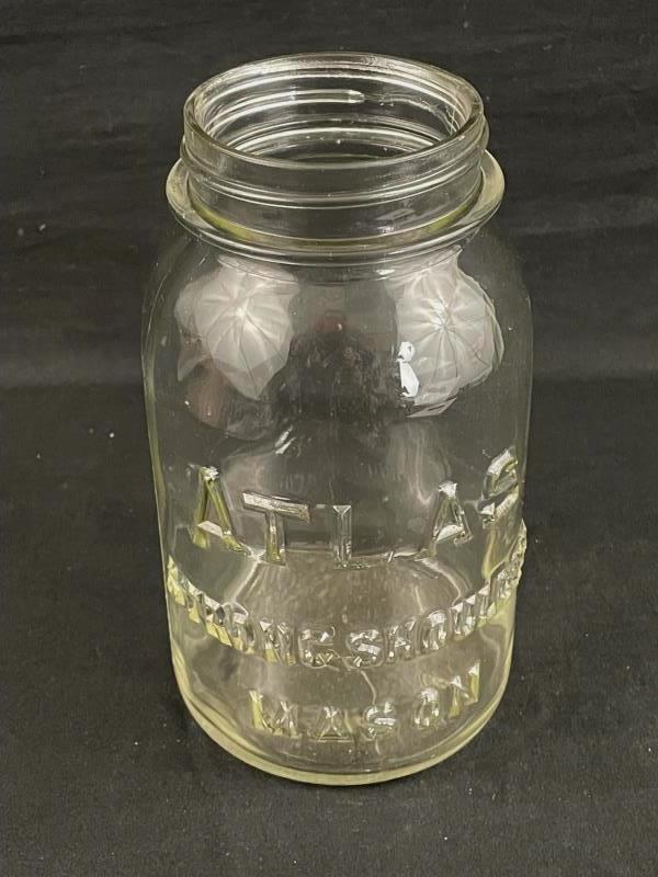 Vintage Atlas Strong Shoulder Mason Jar No Lid Hazel Atlas B 5 Bottom