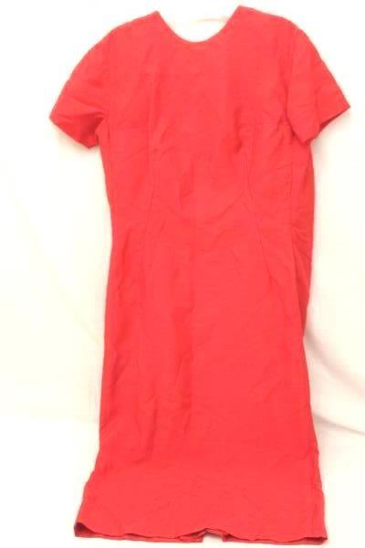 Women's Vintage 1960s 1970s Red Bow Button Back Dress Size 11