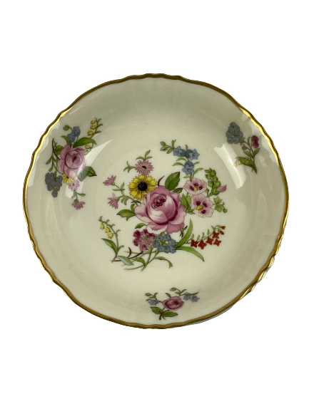 Set of 2 Vintage Federal Shape Syracuse China Floral Fruit Bowls Gold Trim