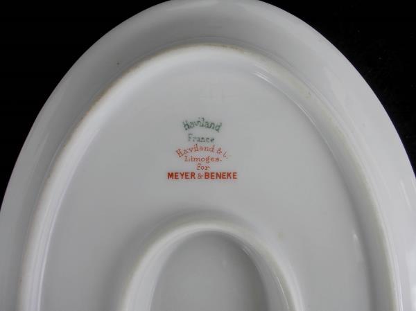 HAVILAND Limoges Gravy Boat Schleiger #150 Green Rose Harrison France
