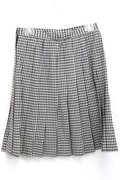 Norton McNaughton Black White Herringbone Pleated Business Casual Skirt 10