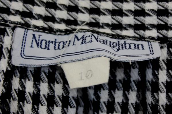 Norton McNaughton Black White Herringbone Pleated Business Casual Skirt 10