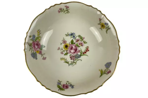 Vintage Syracuse China Floral Vegetable Bowl Federal Shape 9" Diameter