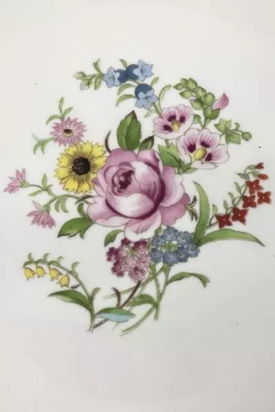 Vintage Syracuse China Floral Vegetable Bowl Federal Shape 9" Diameter