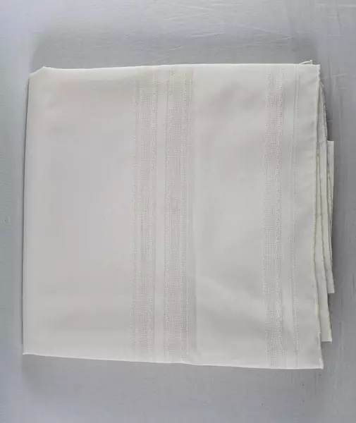 Beige Cream Textured Stripe Tablecloth 58" x 100" Good Pre-Owned Condition