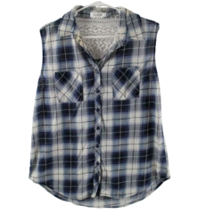 Eden & Olivia Women's Blue White Top Size L Pre-Owned Stain Casual Style
