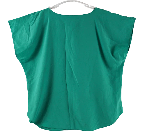 Vintage Rhoda Lee Women's Shirt 18W Green Crinkled Pullover Short Sleeve