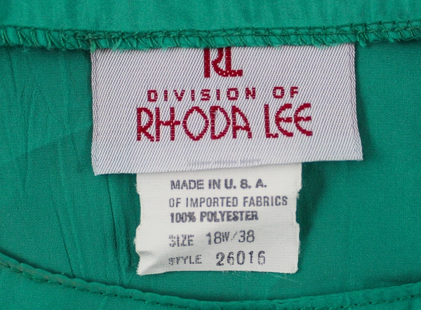 Vintage Rhoda Lee Women's Shirt 18W Green Crinkled Pullover Short Sleeve