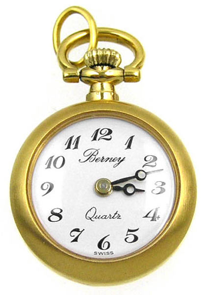 BERNEY Swiss PENDANT WATCH Brushed Gold Overlay