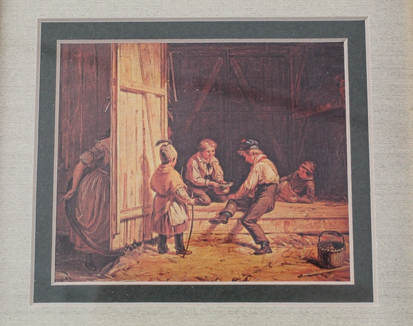 Four Children In A Barn Bernard Picture Company Framed And Matted Art Print