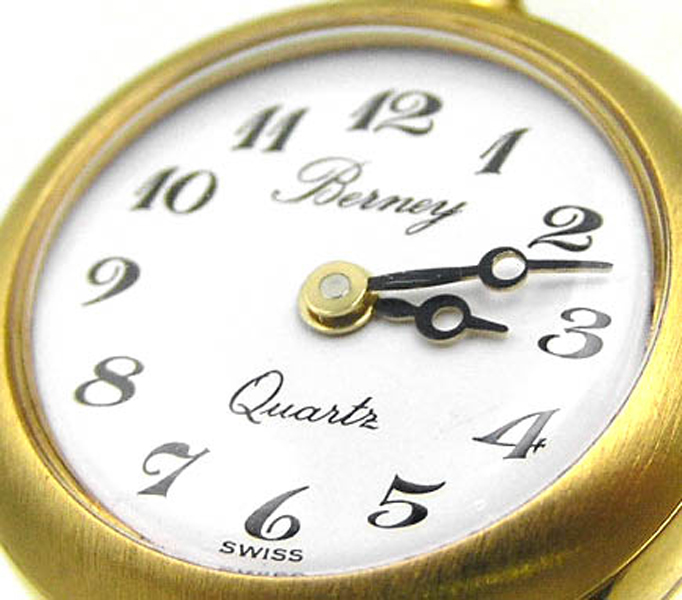 BERNEY Swiss PENDANT WATCH Brushed Gold Overlay