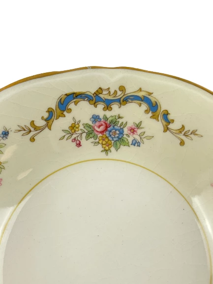 Lot of 2 Vintage Edwin Knowles 49-5 Floral Fruit Bowls with Handles USA
