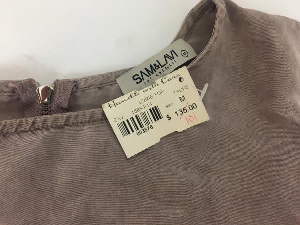 Sam & Lavi Mushroom Taupe Tensel Blouse Top Shirt Size Medium with Tag