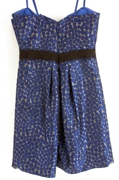BCBG MAXAZRIA Mod Party Dress Jacquard Polka Dot Ink Blue Straples Womens Sz 12