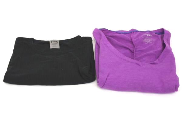 Lot of 2 Women's Work Out Shirts XL Black L Purple By AREI & Marika