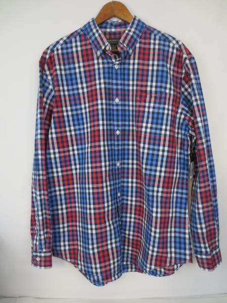 John Bartlett Consensus Red White Blue Men's Plaid Cotton Button Shirt M w/ Tag