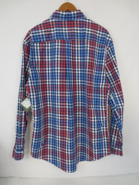 John Bartlett Consensus Red White Blue Men's Plaid Cotton Button Shirt M w/ Tag