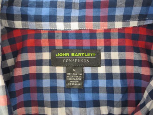 John Bartlett Consensus Red White Blue Men's Plaid Cotton Button Shirt M w/ Tag
