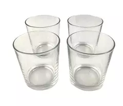 Lot of 4 Clear Whiskey Rocks Glasses Weighted Base Round Minimalistic Barware