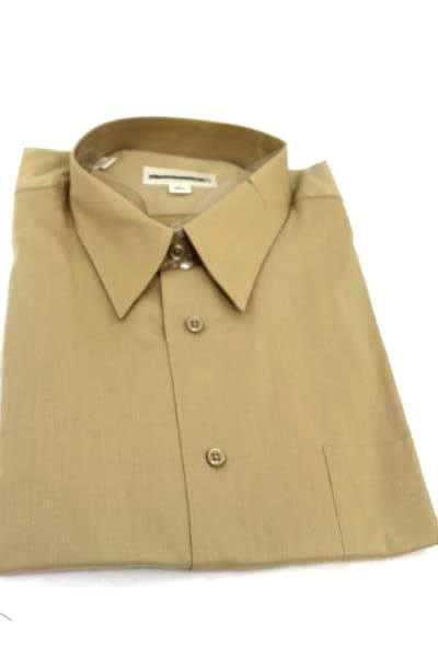 Pronto-Uomo Men's Size 17 (36/37) Brown Button Up Shirt 100% Cotton