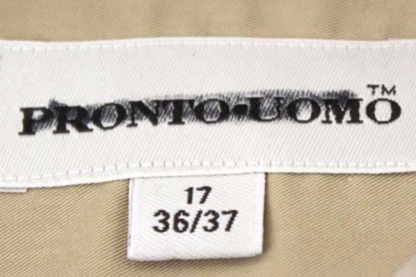 Pronto-Uomo Men's Size 17 (36/37) Brown Button Up Shirt 100% Cotton