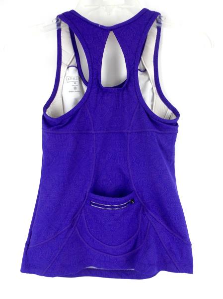 ATHLETA Printed Energy Tank Built in Bra Cycle Spin Run Yoga Purple Sz XS