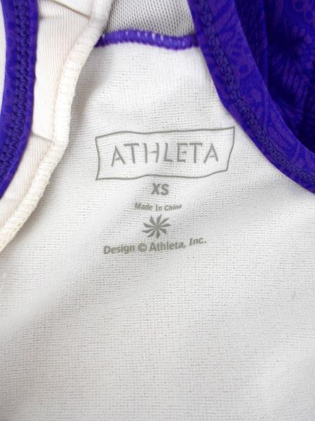 ATHLETA Printed Energy Tank Built in Bra Cycle Spin Run Yoga Purple Sz XS