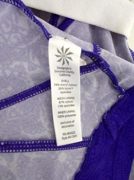 ATHLETA Printed Energy Tank Built in Bra Cycle Spin Run Yoga Purple Sz XS