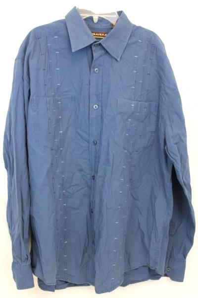Cubavera Blue Men's Shirt Size Large 100% Cotton Blue Button Down