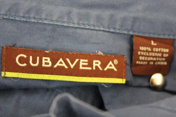 Cubavera Blue Men's Shirt Size Large 100% Cotton Blue Button Down