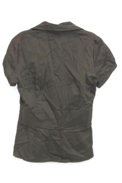 Womans Short Sleeved Brown Button Up Shirt Size 4 100% Cotton By Ann Taylor