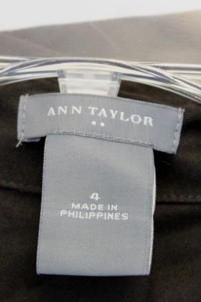 Womans Short Sleeved Brown Button Up Shirt Size 4 100% Cotton By Ann Taylor