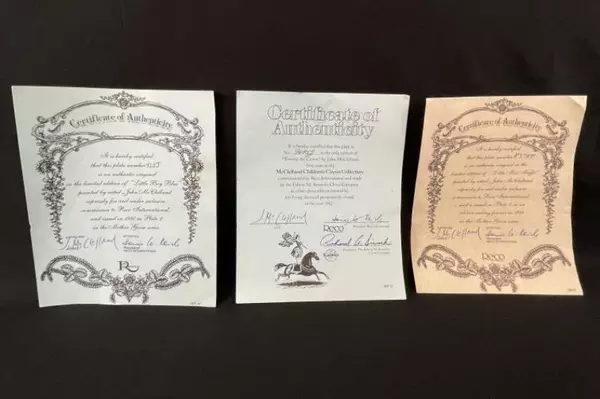Lot of 5 Certificates of Authenticity for Collector Plates Reco Rockwell