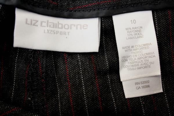 Liz Claiborne Women's Black Red White Striped Dress Pants Size 10