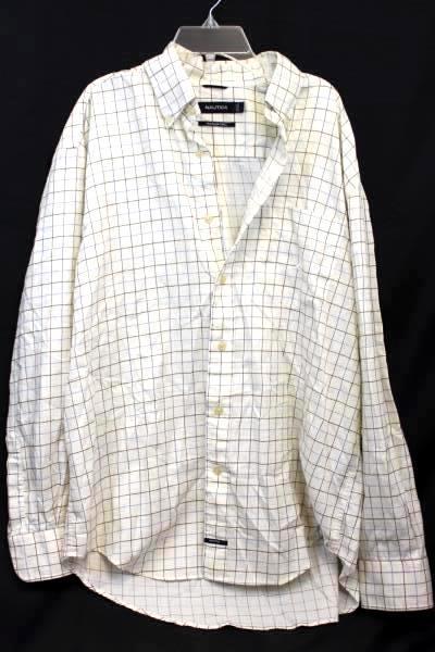 Button Down Yellow, Brown & Blue Stripes Long Sleeved Shirt Size L By Nautica