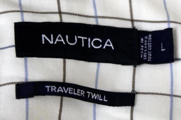 Button Down Yellow, Brown & Blue Stripes Long Sleeved Shirt Size L By Nautica