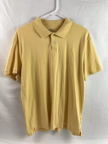 Vintage Bass Men's Yellow Polo Shirt Size Large Short Sleeve Cotton Top