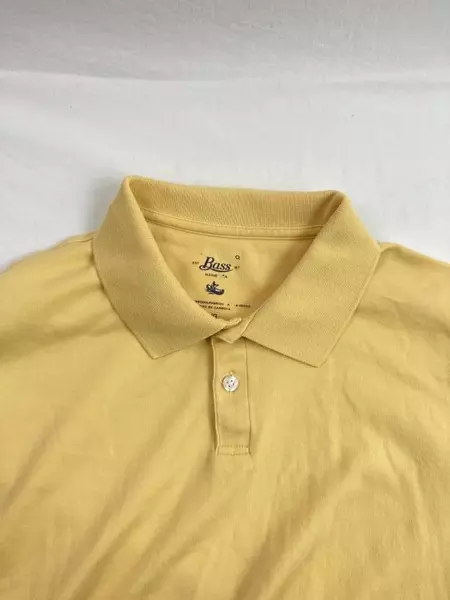 Vintage Bass Men's Yellow Polo Shirt Size Large Short Sleeve Cotton Top